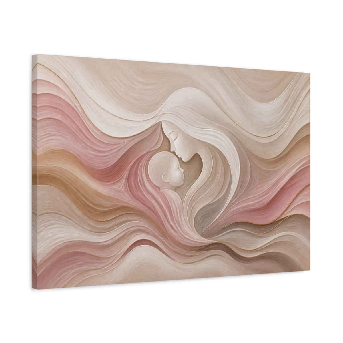 Side Mockup 2. Abstract Mother And Child shown as canvas print