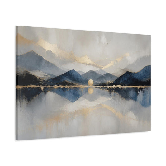 Main Mockup. Abstract Mountain Moon Reflection shown as canvas print