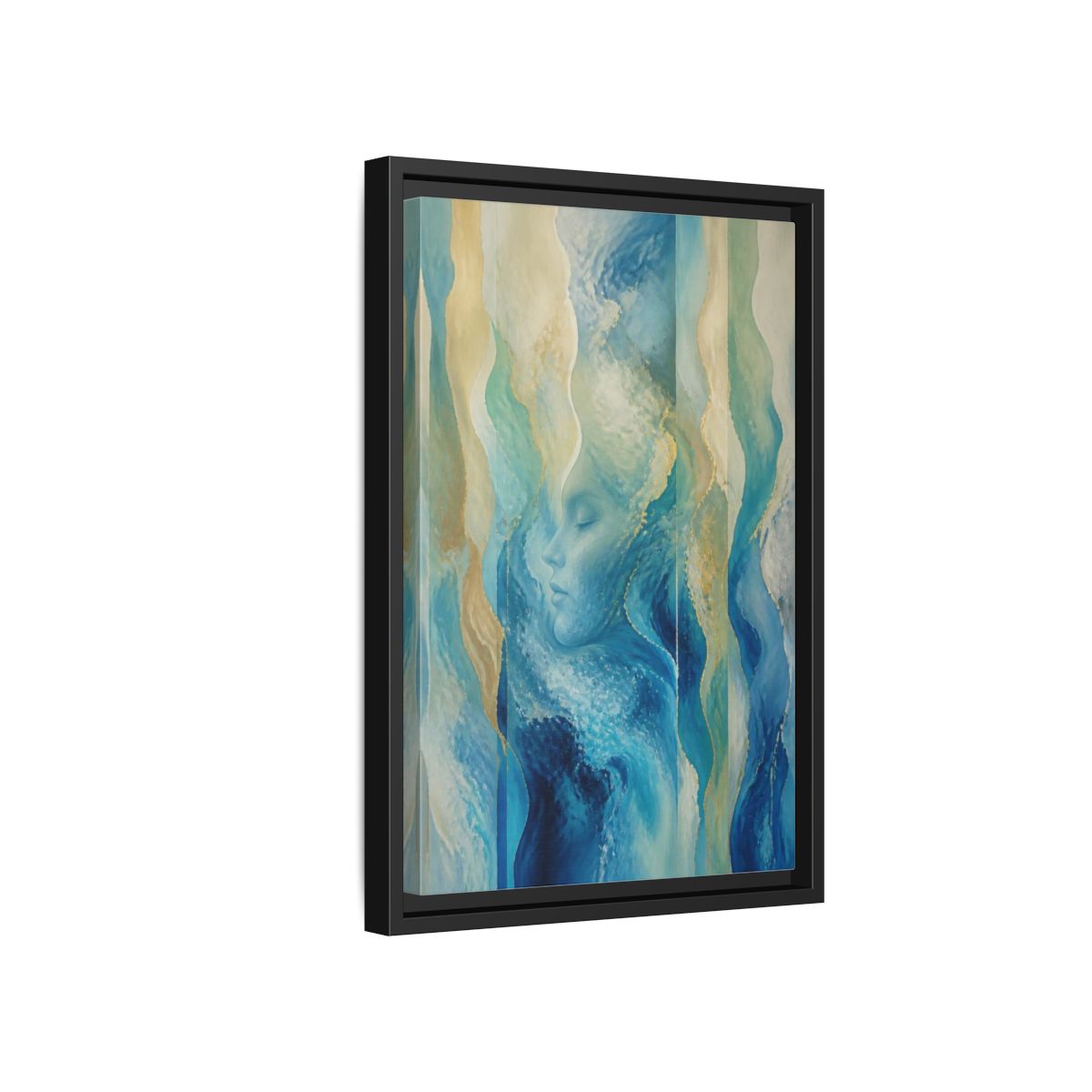 Side Mockup 6. Abstract Ocean Face shown as framed canvas print