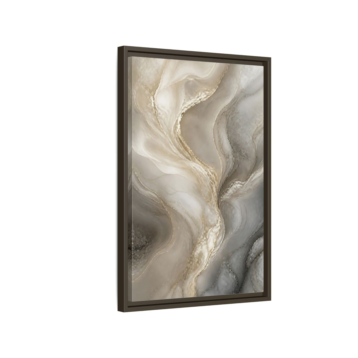 Side Mockup 2. Abstract Pearlescent Marble shown as framed canvas print