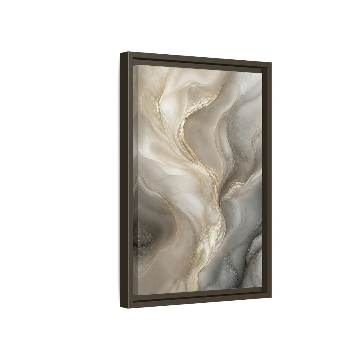 Side Mockup 5. Abstract Pearlescent Marble shown as framed canvas print
