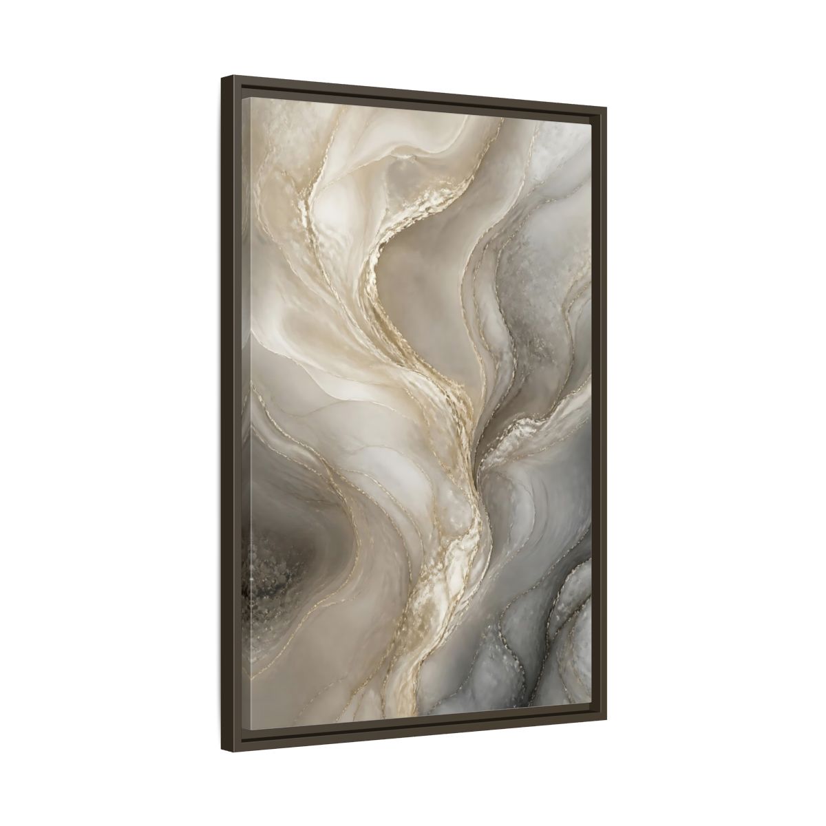Side Mockup 11. Abstract Pearlescent Marble shown as framed canvas print