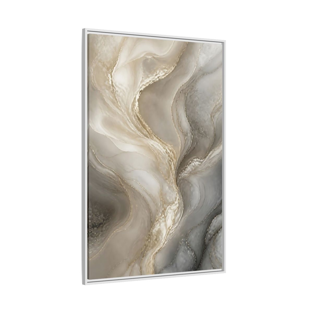 Side Mockup 7. Abstract Pearlescent Marble shown as framed canvas print