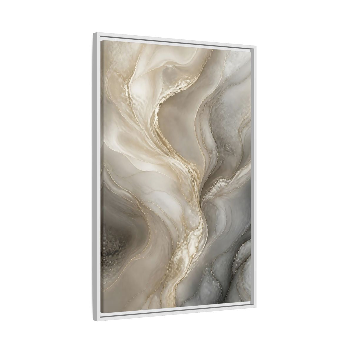 Side Mockup 9. Abstract Pearlescent Marble shown as framed canvas print
