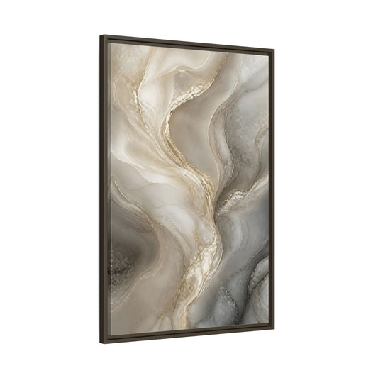 Main Mockup. Abstract Pearlescent Marble shown as framed canvas print