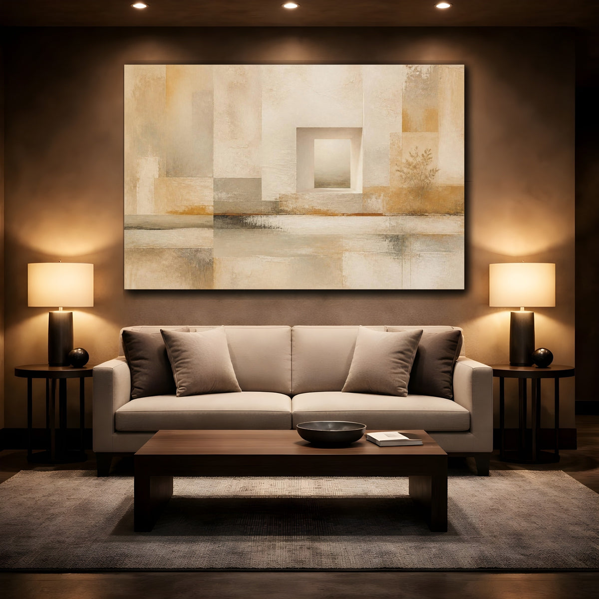 Mockup 2. Abstract Plaster Window shown as canvas print