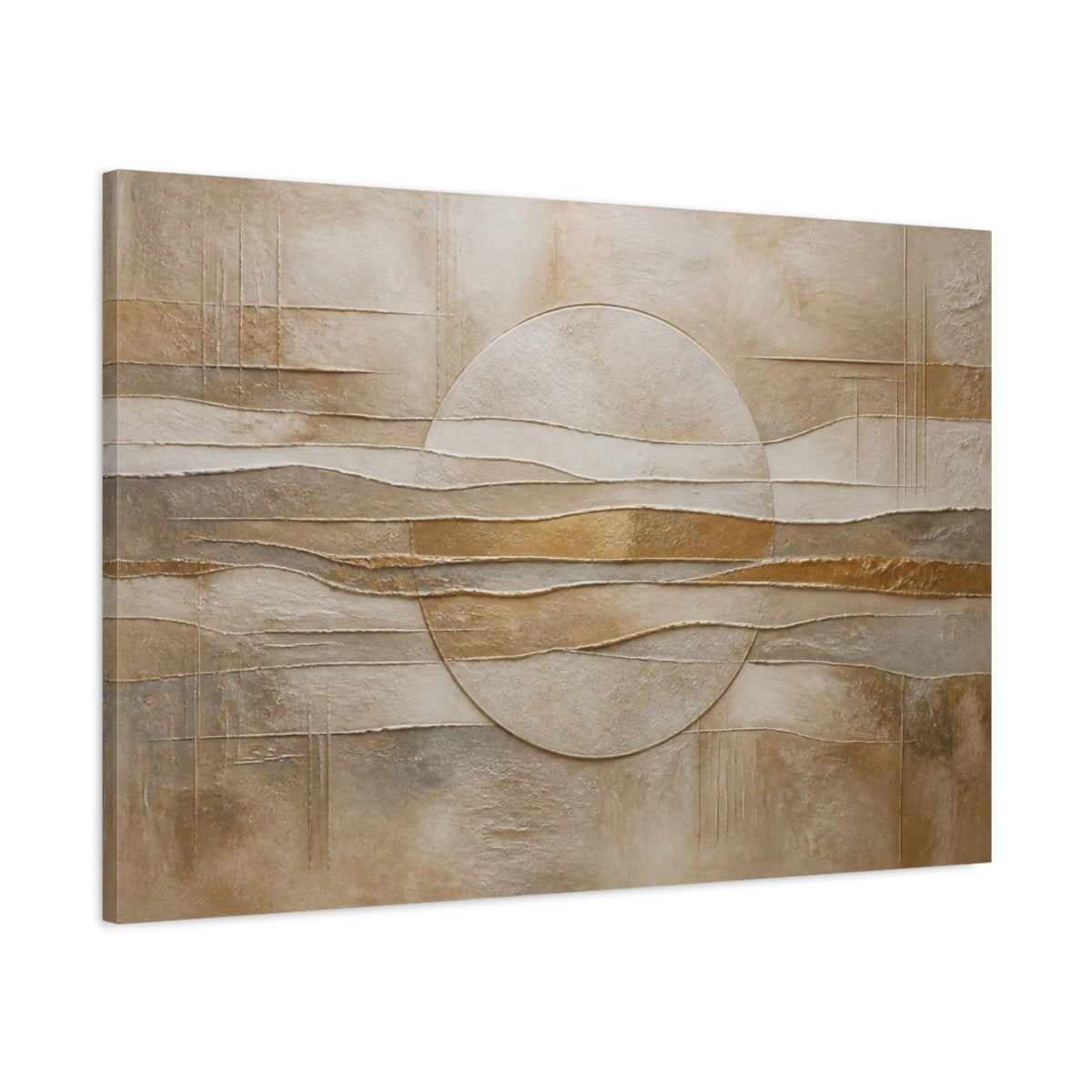 Main Mockup. Abstract Relief Circle shown as canvas print
