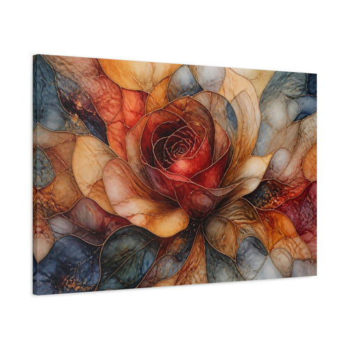 Main Mockup. Abstract Rose Bloom shown as canvas print
