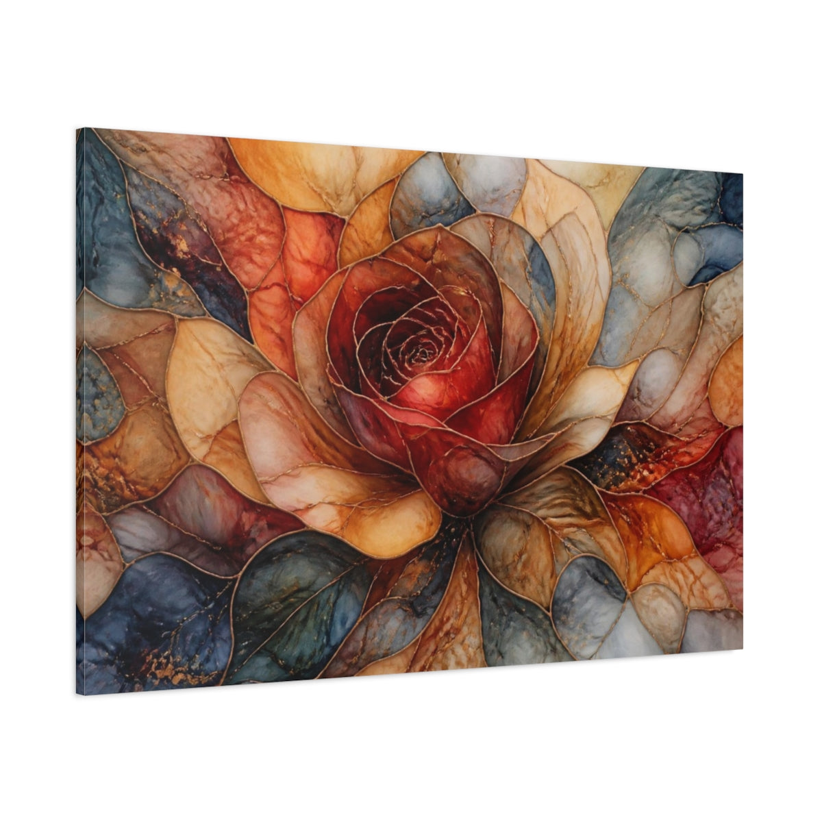 Side Mockup 1. Abstract Rose Bloom shown as canvas print