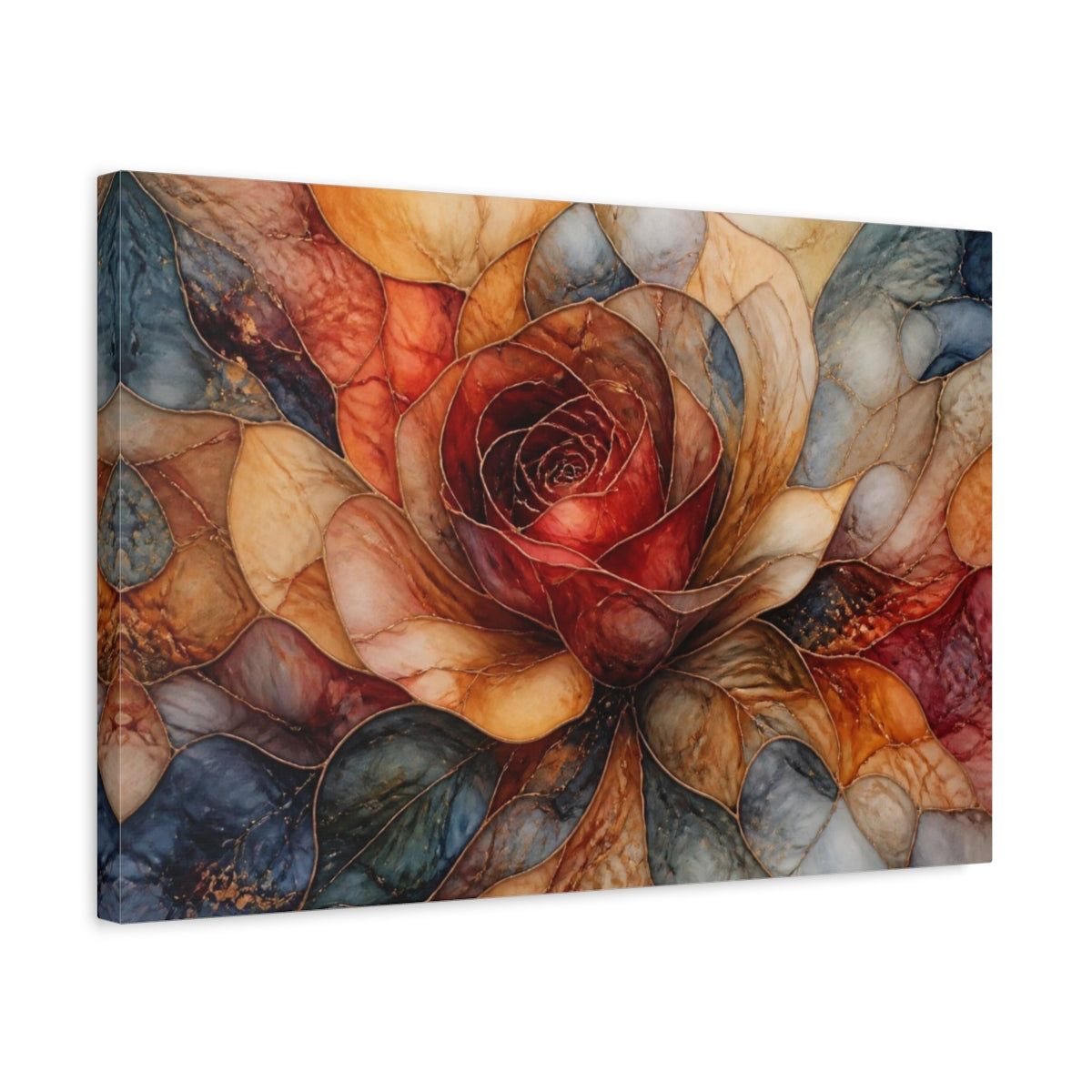 Side Mockup 3. Abstract Rose Bloom shown as canvas print