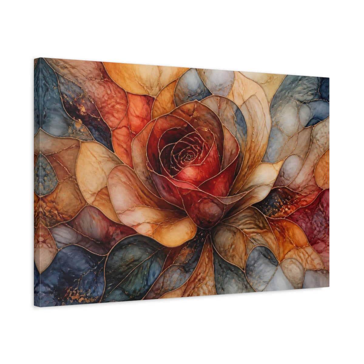 Side Mockup 2. Abstract Rose Bloom shown as canvas print