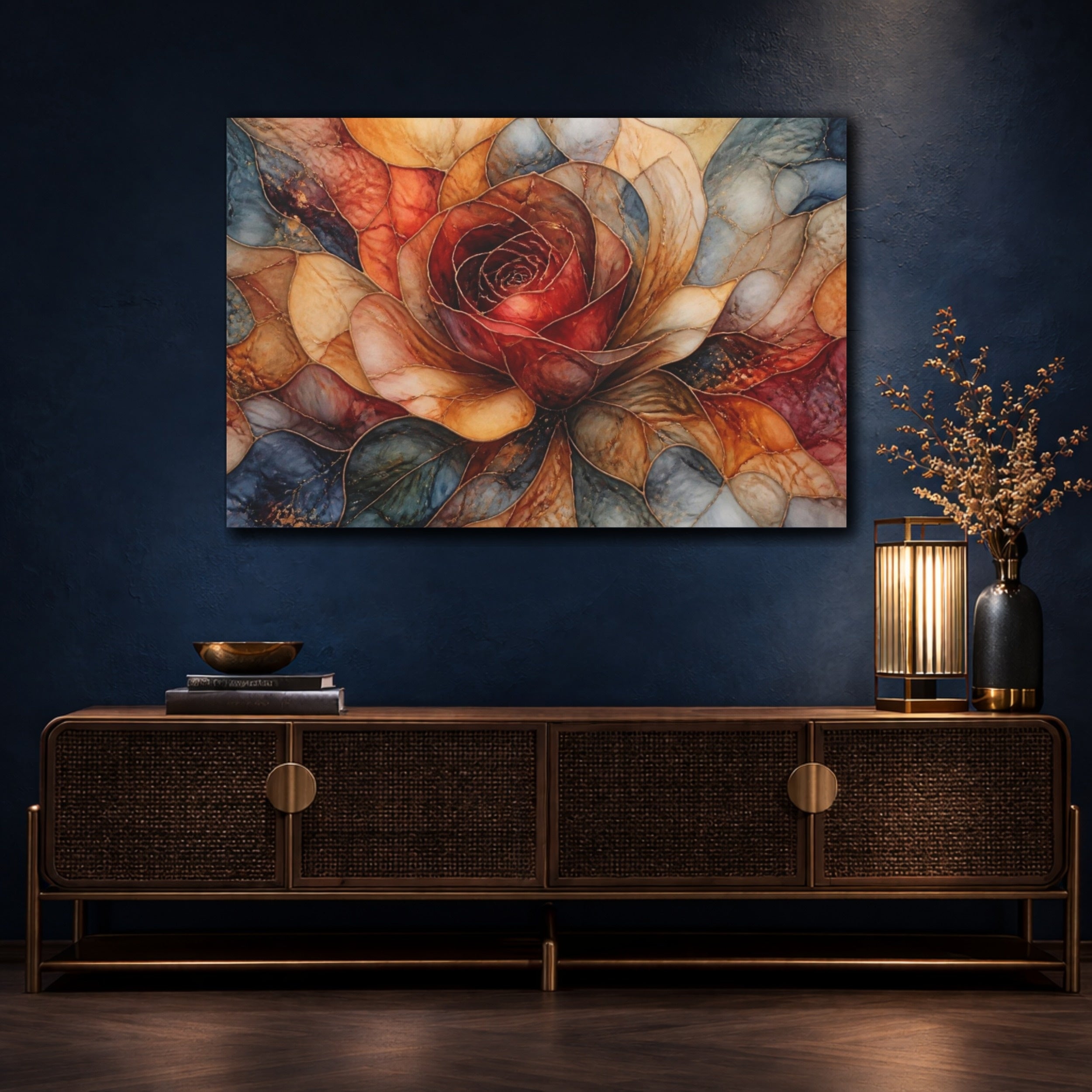 Mockup 4. Abstract Rose Bloom shown as canvas print