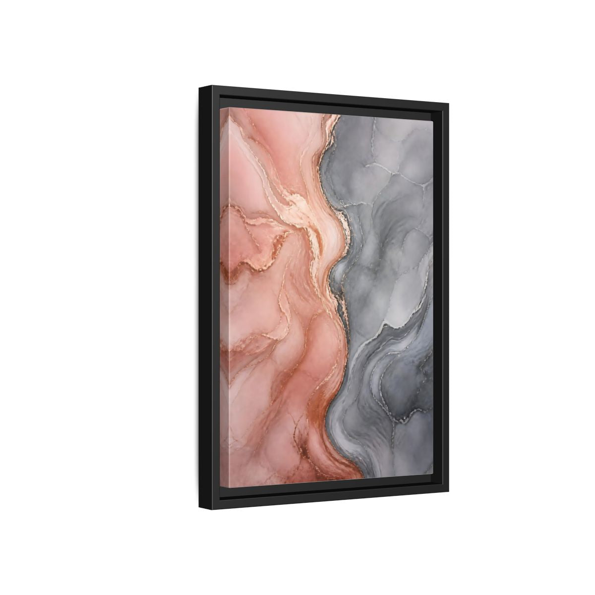 Side Mockup 6. Abstract Rose Gold Marble shown as framed canvas print