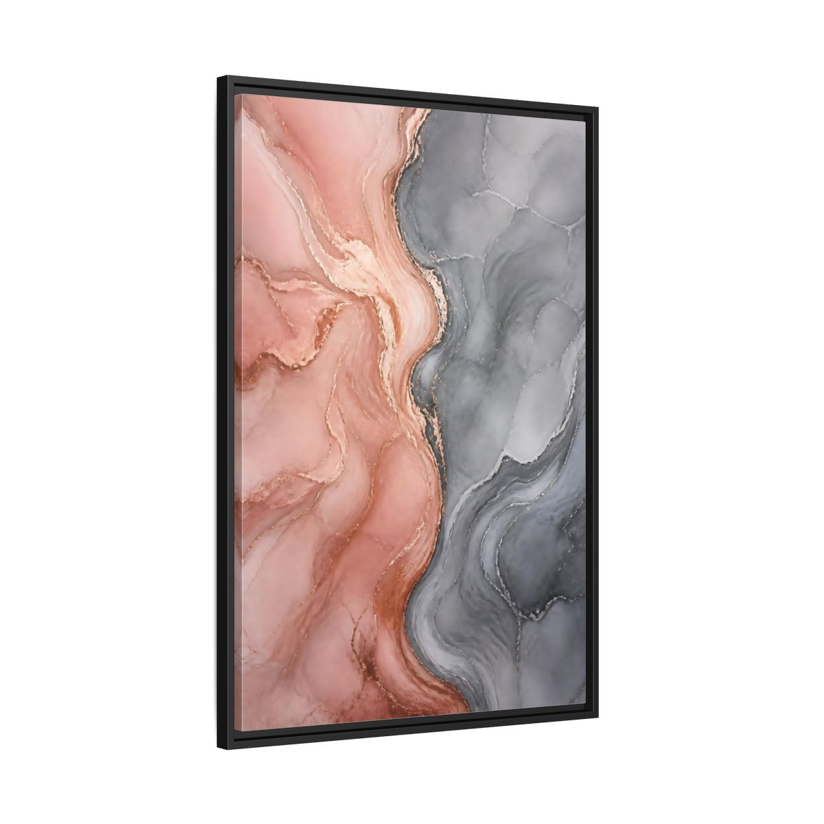 Side Mockup 13. Abstract Rose Gold Marble shown as framed canvas print