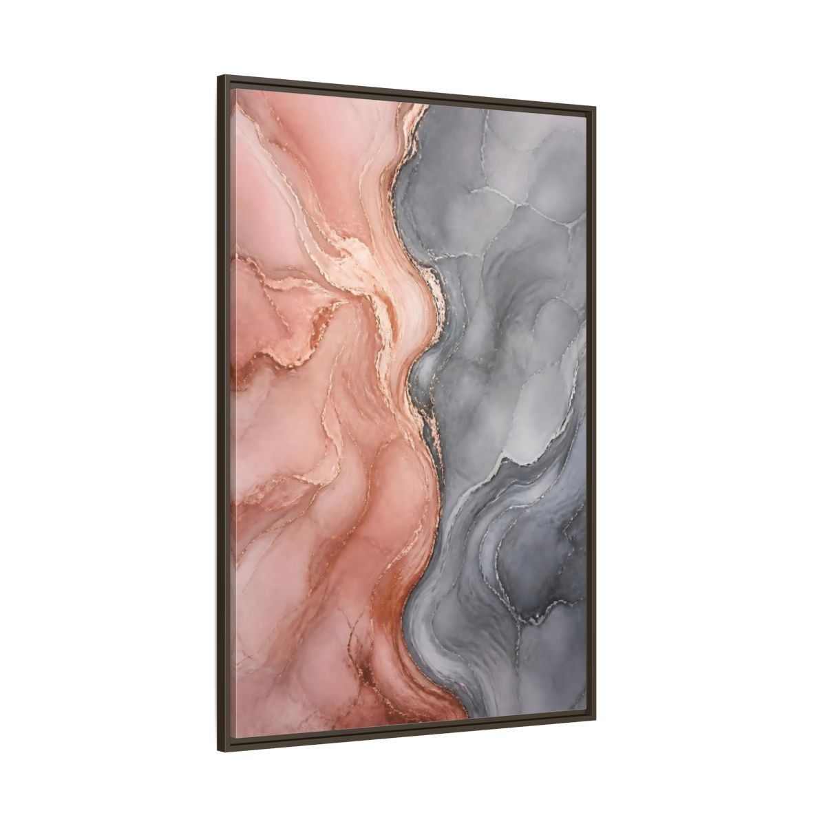 Side Mockup 8. Abstract Rose Gold Marble shown as framed canvas print