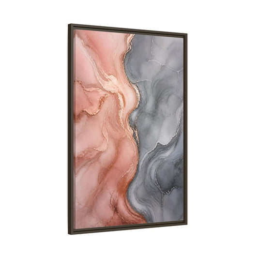 Main Mockup. Abstract Rose Gold Marble shown as framed canvas print