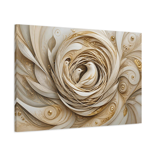 Main Mockup. Abstract Songbird Nest shown as canvas print
