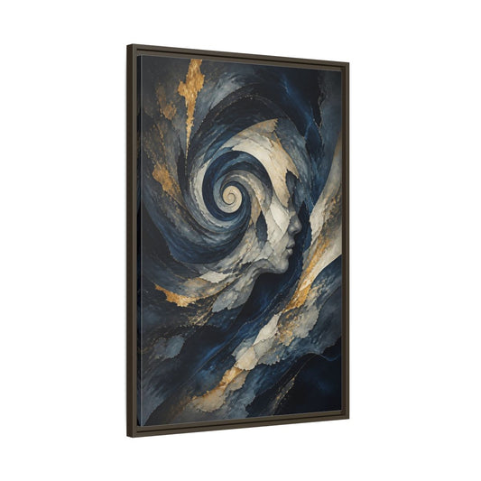 Main Mockup. Abstract Spiral Face shown as framed canvas print