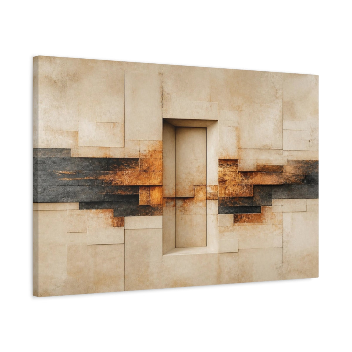 Side Mockup 2. Abstract Stone Doorway shown as canvas print