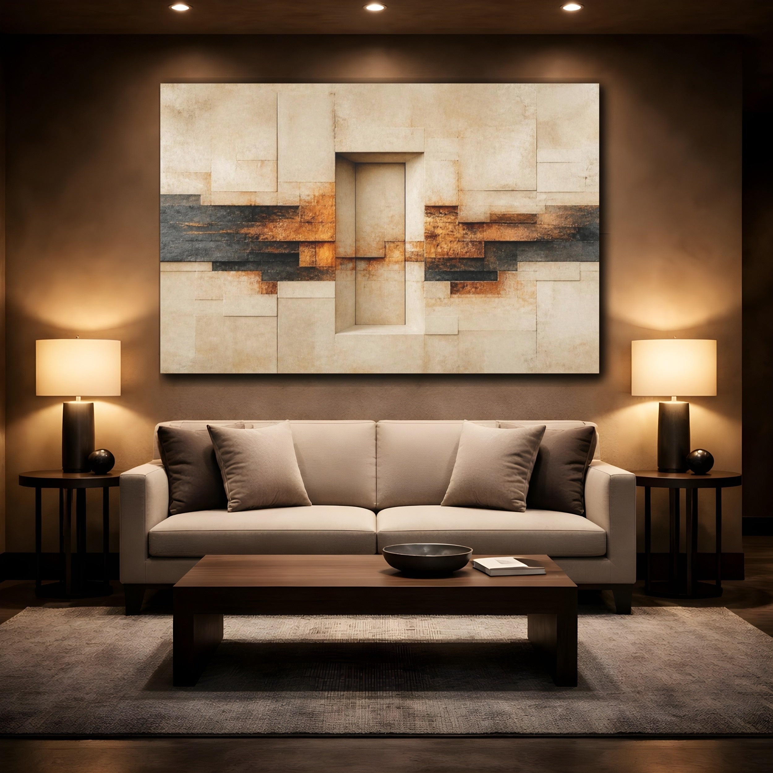 Mockup 2. Abstract Stone Doorway shown as canvas print