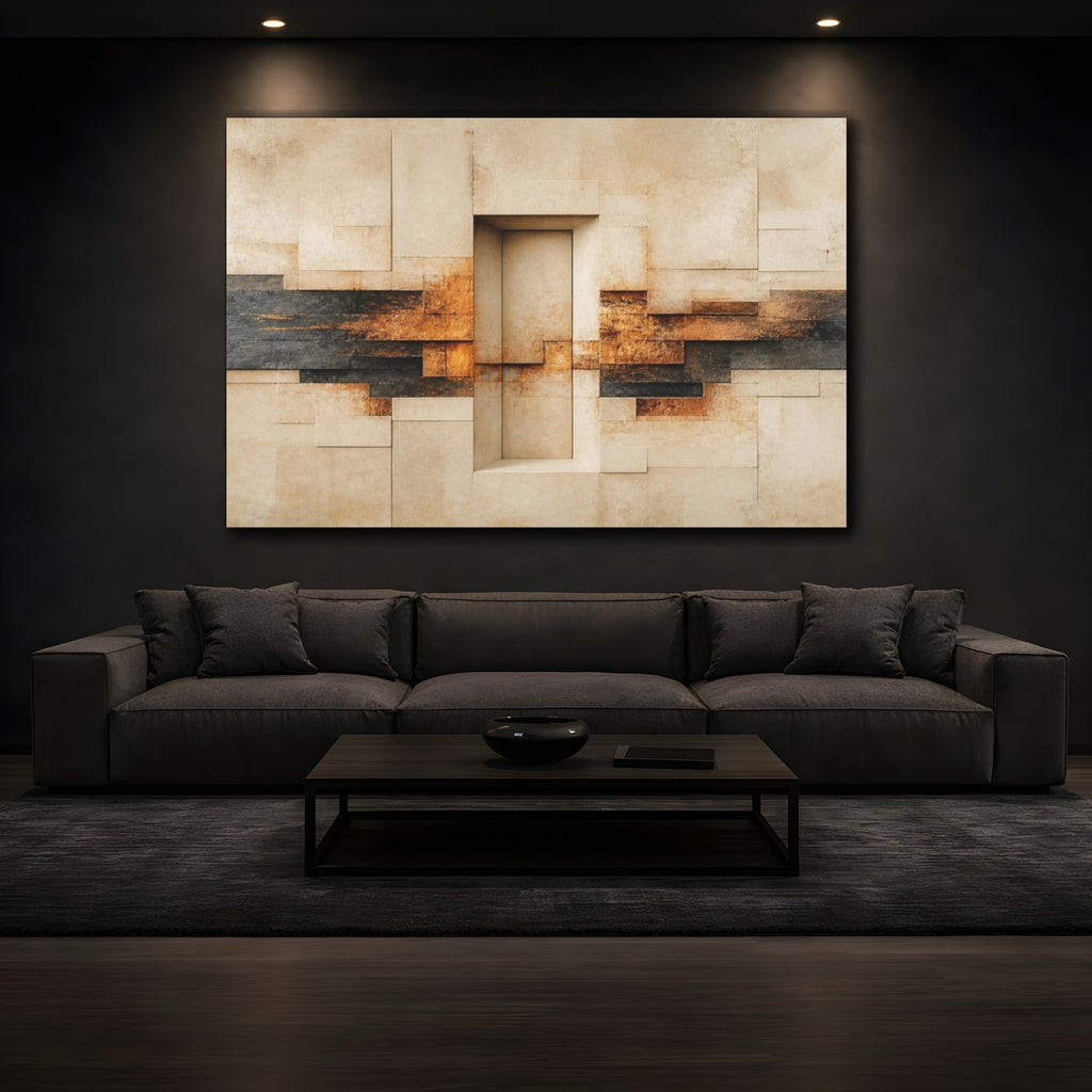 Mockup 3. Abstract Stone Doorway shown as canvas print
