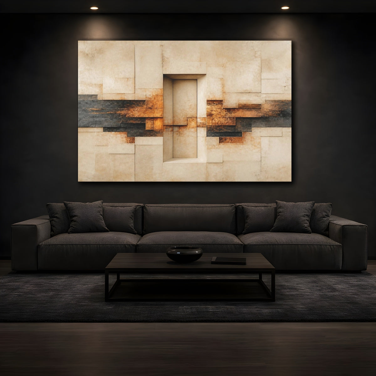 Mockup 3. Abstract Stone Doorway shown as canvas print