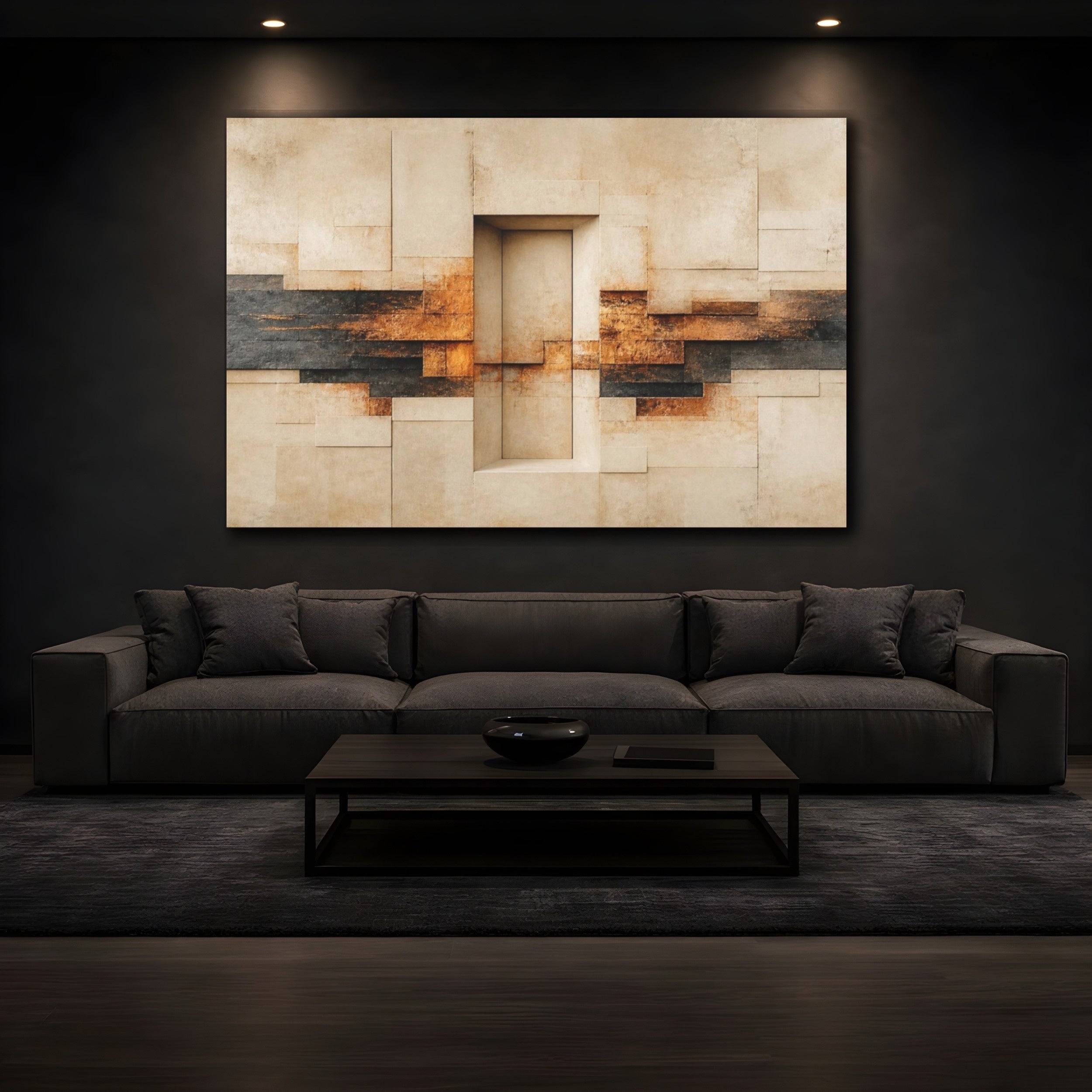 Mockup 3. Abstract Stone Doorway shown as canvas print