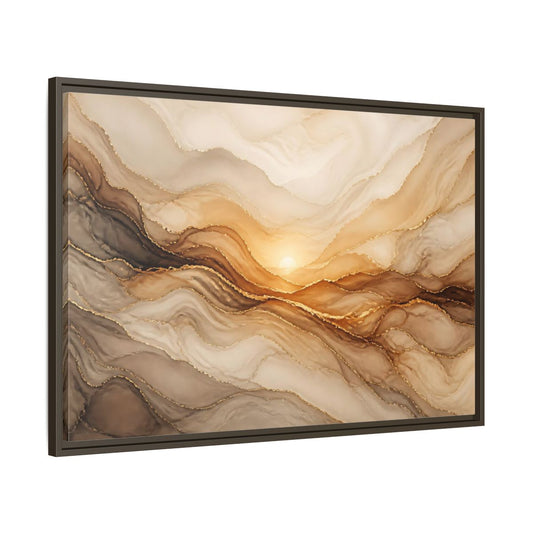 Main Mockup. Abstract Sunlit Layers shown as framed canvas print
