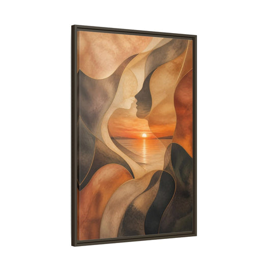Main Mockup. Abstract Sunset Faces shown as framed canvas print