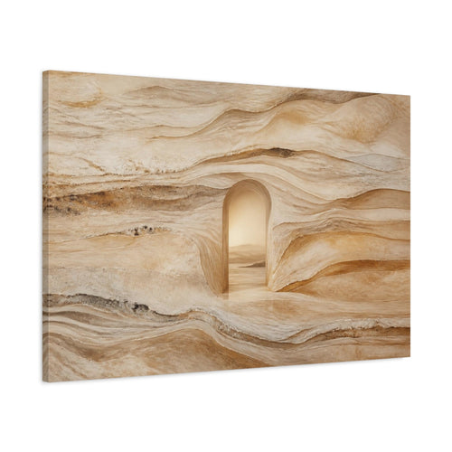 Main Mockup. Abstract Travertine Arch shown as canvas print