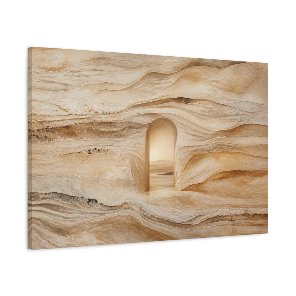 Side Mockup 2. Abstract Travertine Arch shown as canvas print