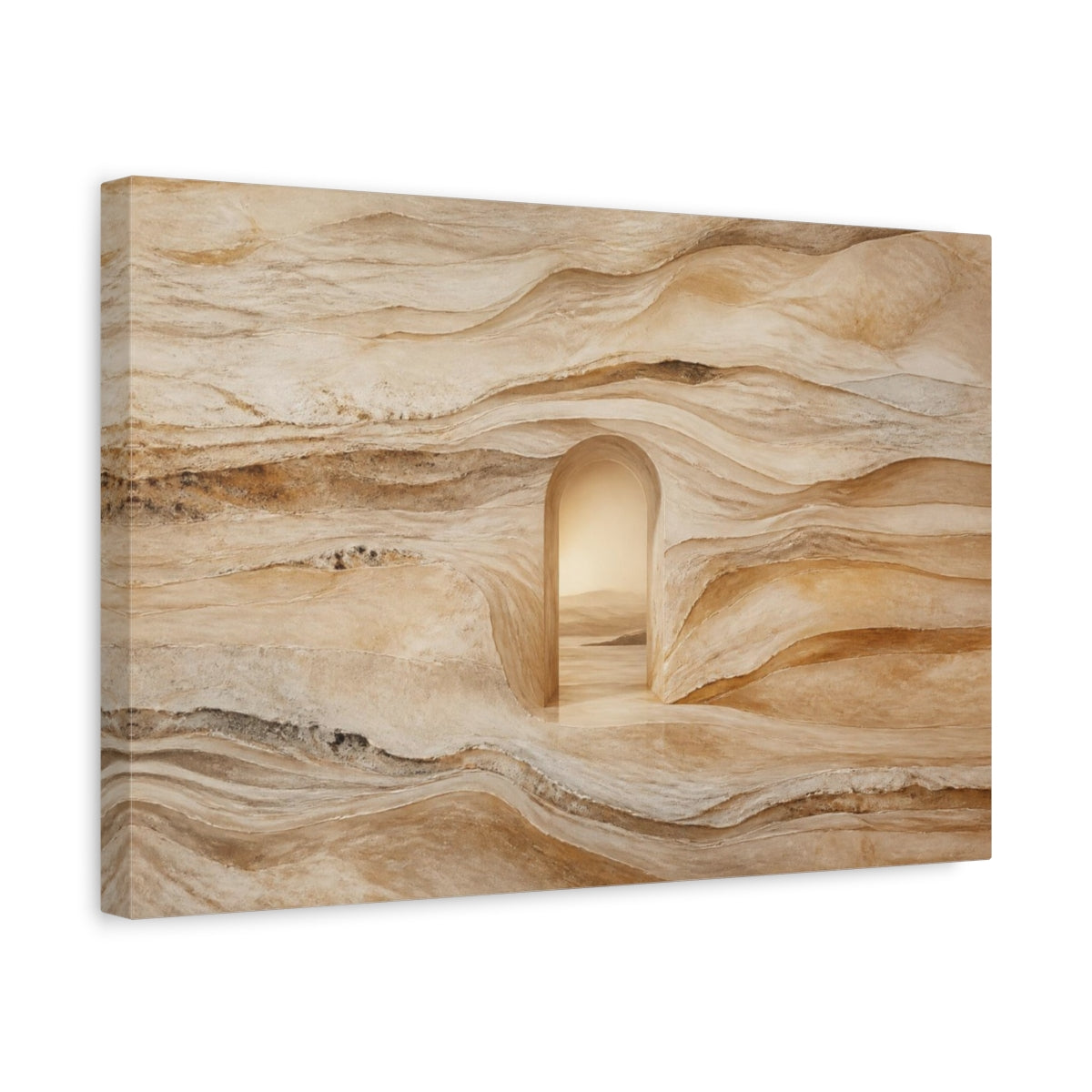 Side Mockup 4. Abstract Travertine Arch shown as canvas print