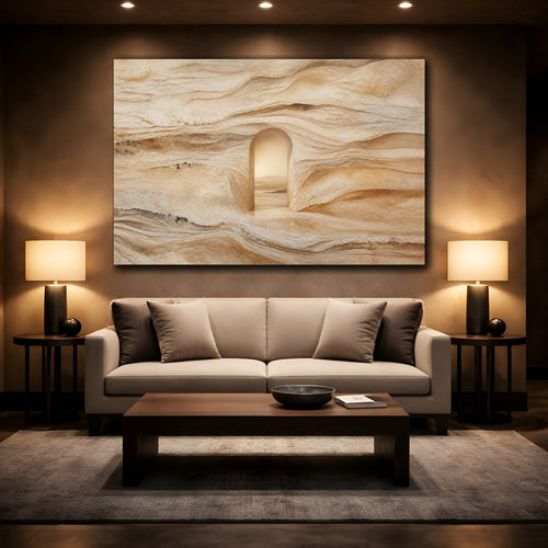 Mockup 2. Abstract Travertine Arch shown as canvas print