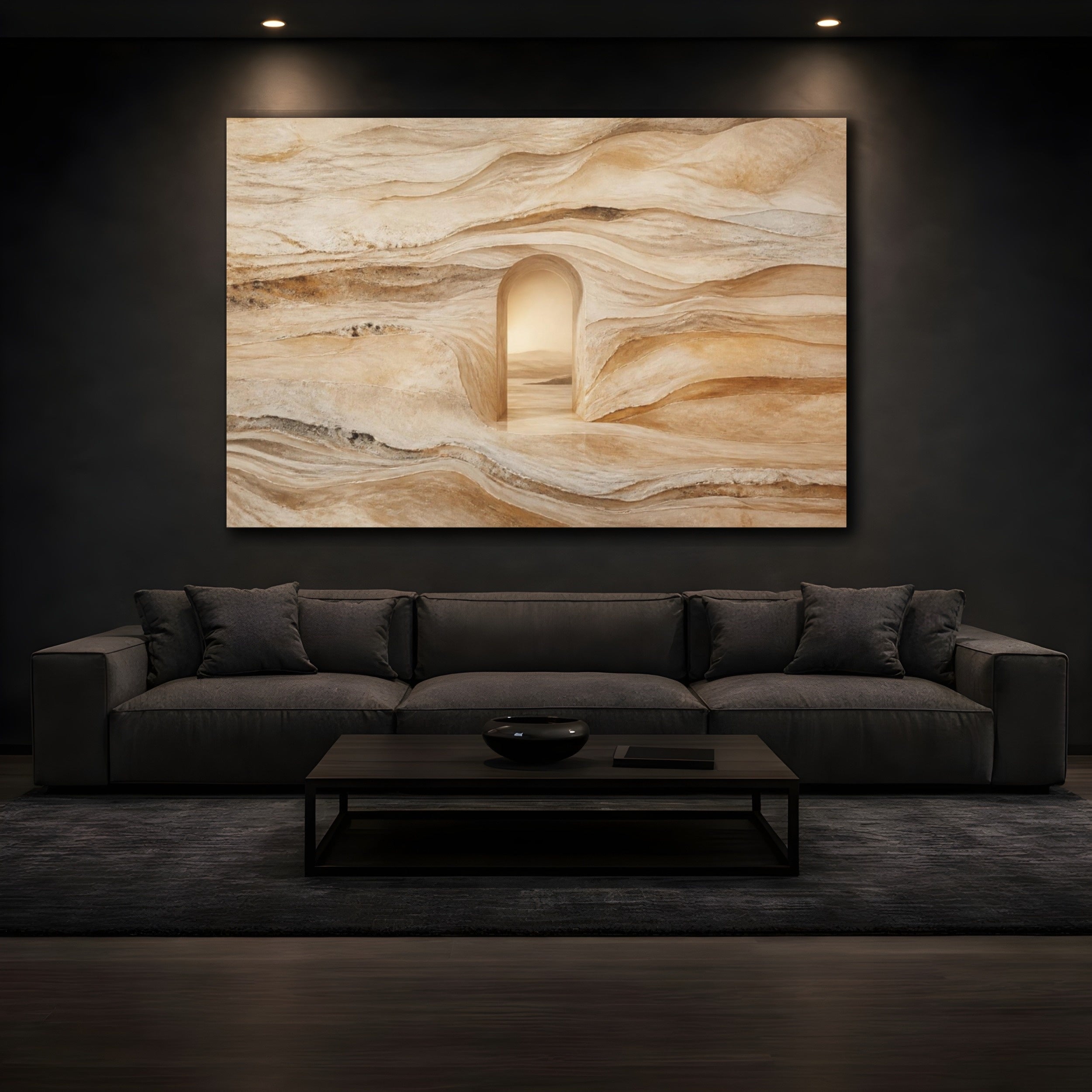 Mockup 3. Abstract Travertine Arch shown as canvas print