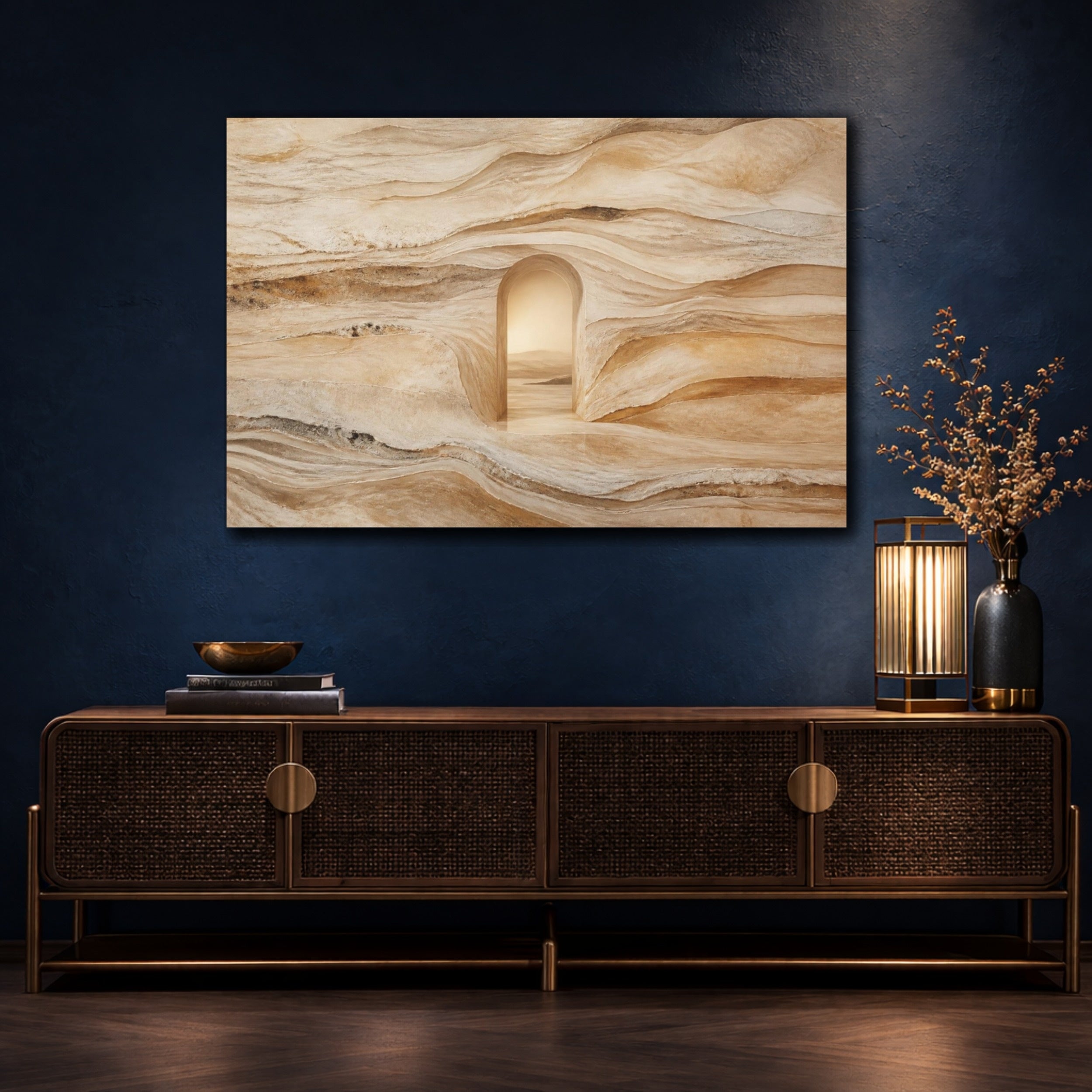 Mockup 4. Abstract Travertine Arch shown as canvas print