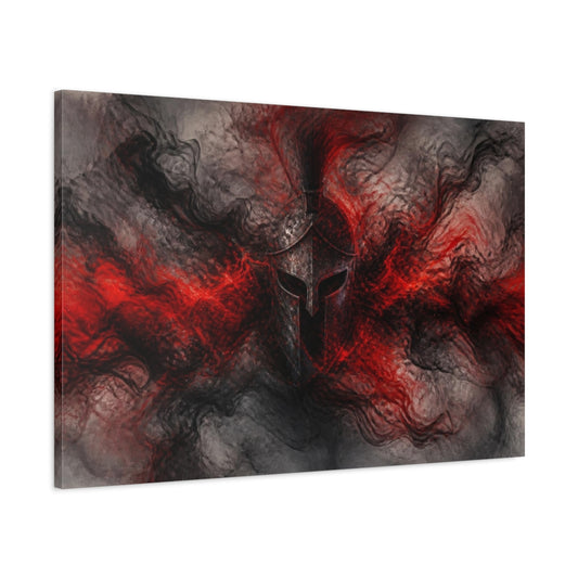 Main Mockup. Abstract Warrior Helmet shown as canvas print
