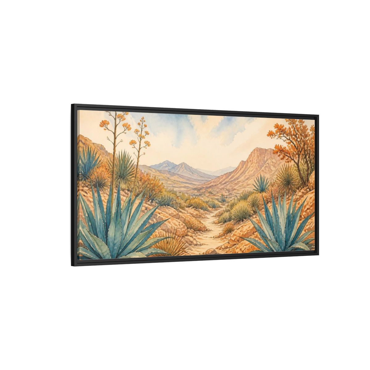 Side Mockup 5. Agave Nature Valley shown as framed canvas print