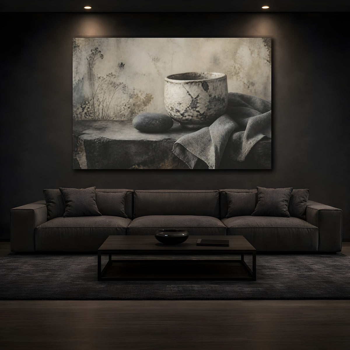Mockup 3. Aged Ceramic Bowl shown as canvas print