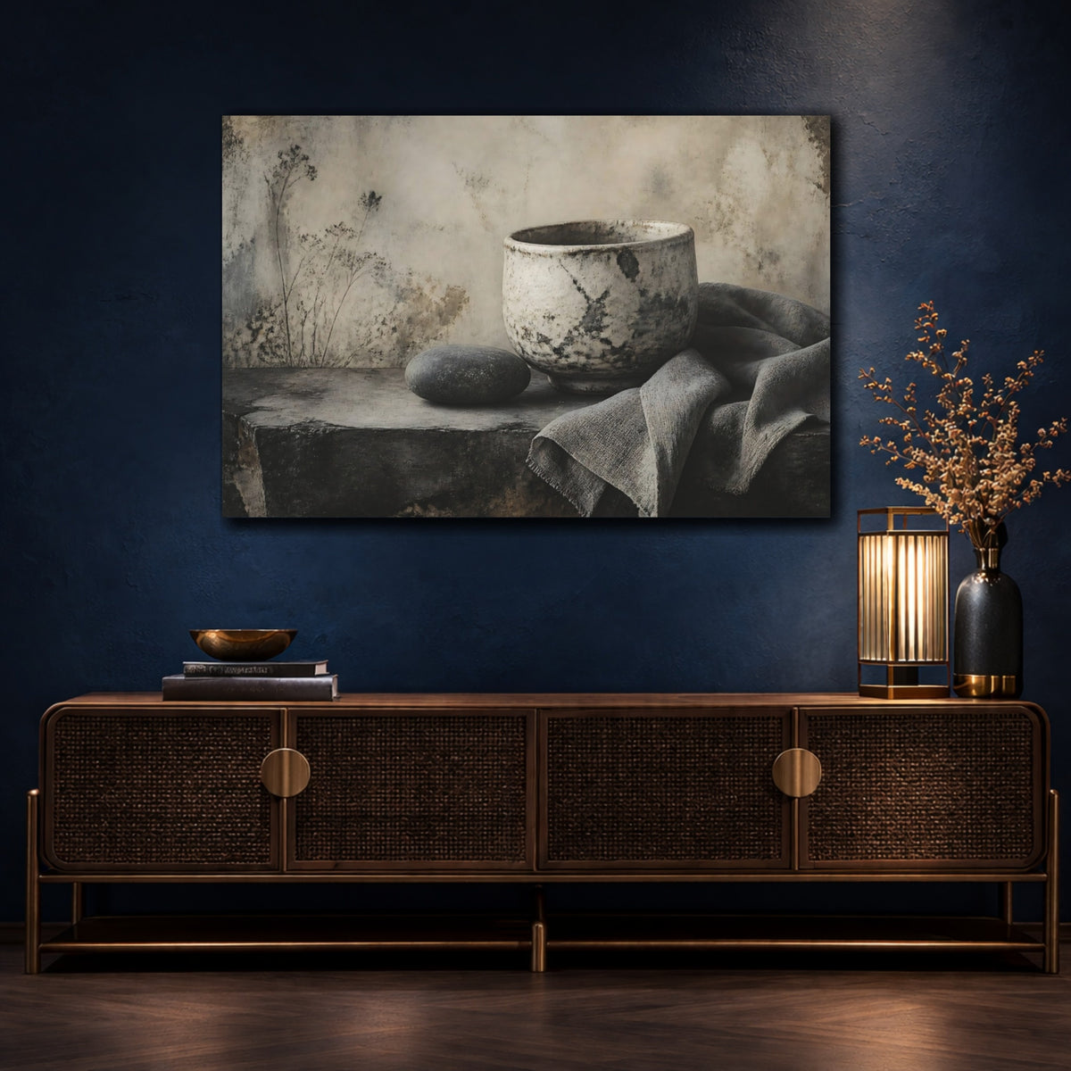 Mockup 4. Aged Ceramic Bowl shown as canvas print