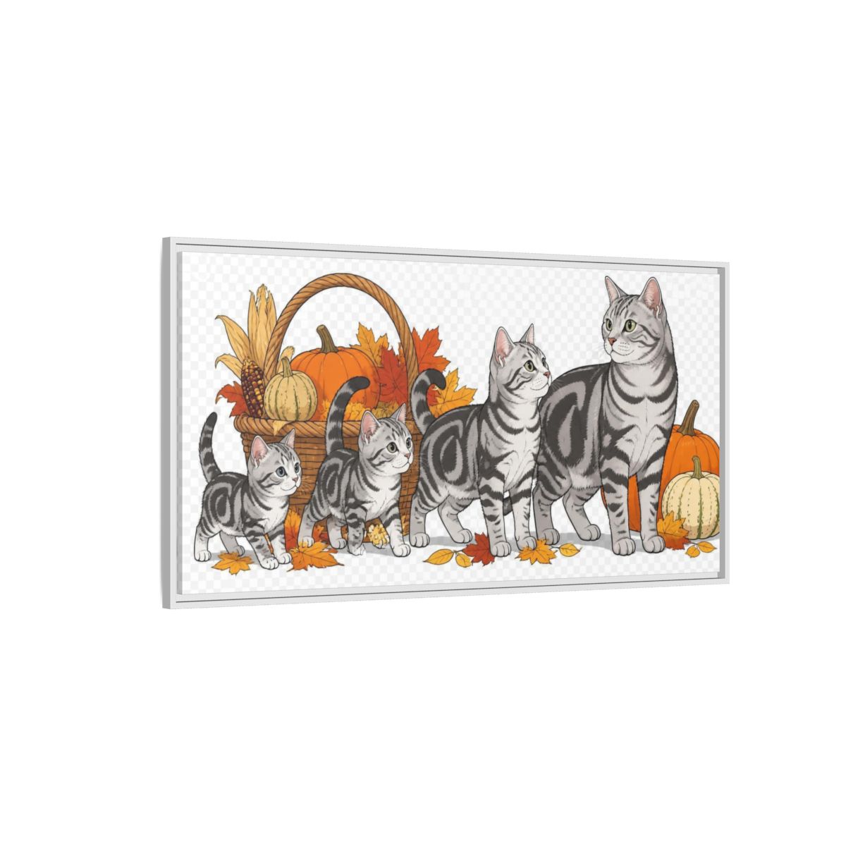 Side Mockup 3. American Shorthair Pets Quartet shown as framed canvas print