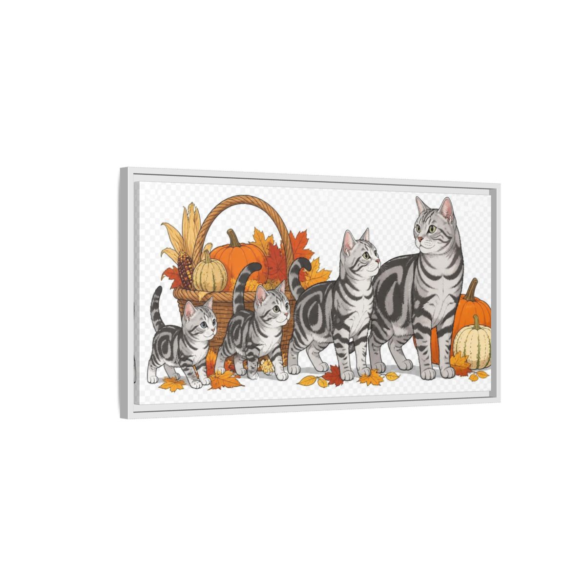 Side Mockup 1. American Shorthair Pets Quartet shown as framed canvas print