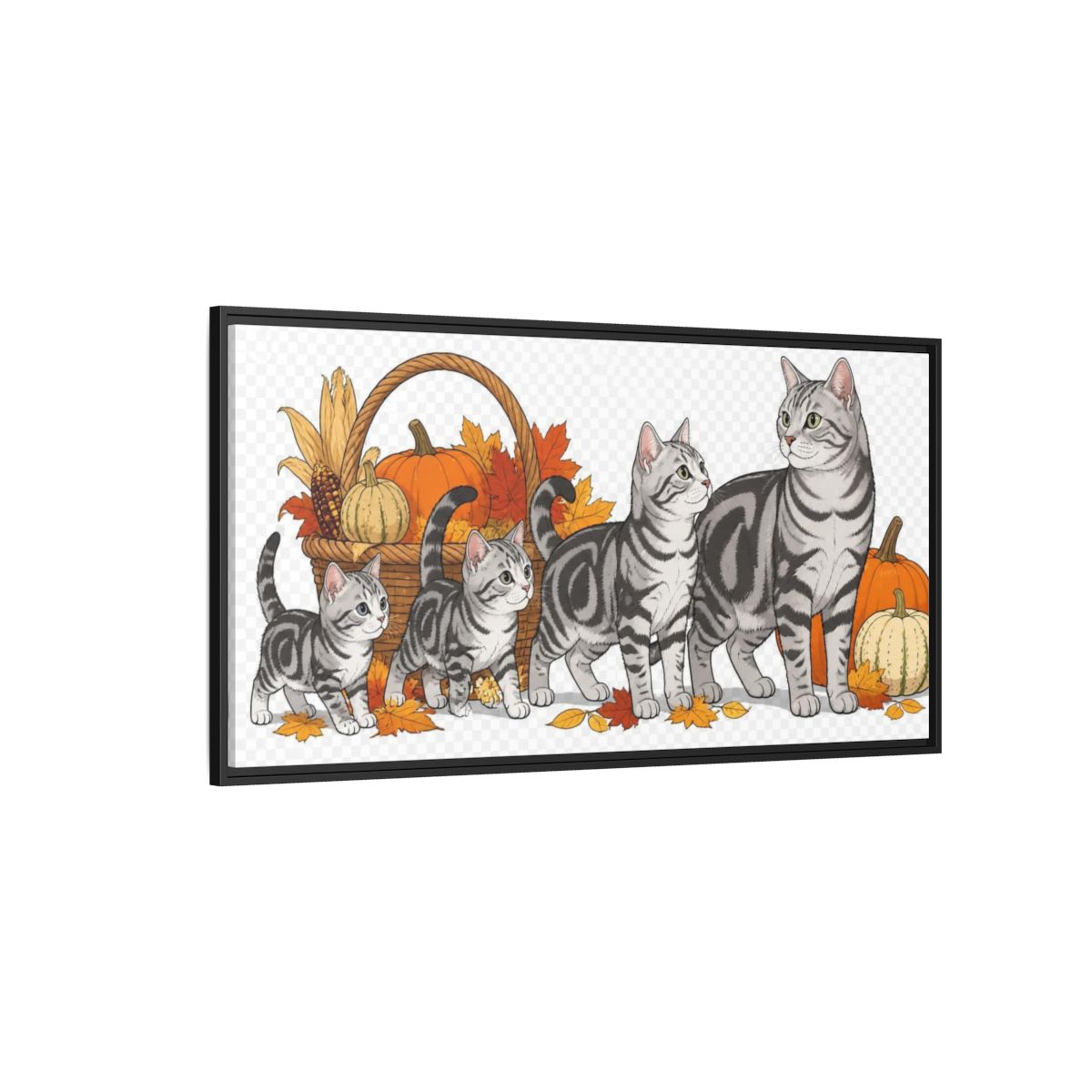 Side Mockup 5. American Shorthair Pets Quartet shown as framed canvas print