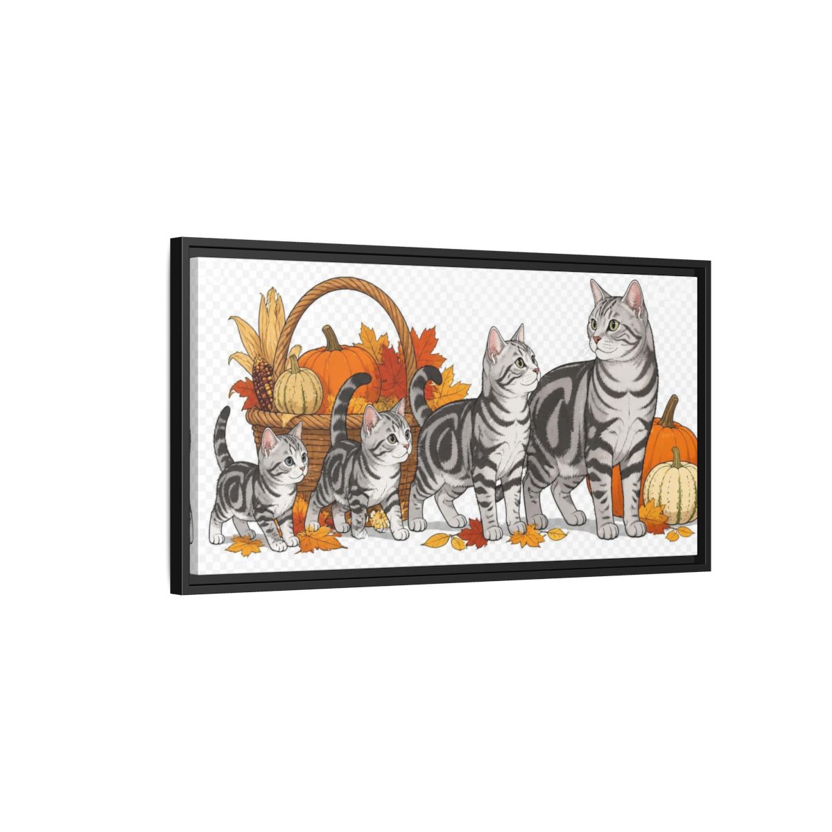 Side Mockup 2. American Shorthair Pets Quartet shown as framed canvas print