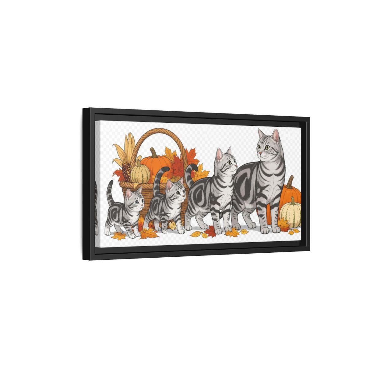 Side Mockup 8. American Shorthair Pets Quartet shown as framed canvas print