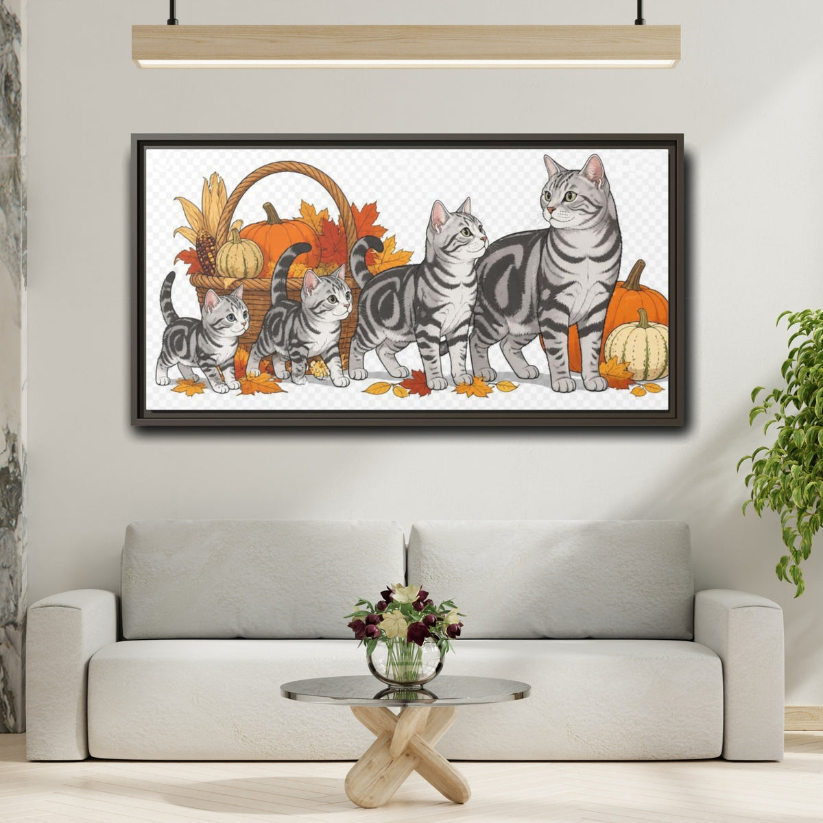 Mockup 2. American Shorthair Pets Quartet shown as framed canvas print