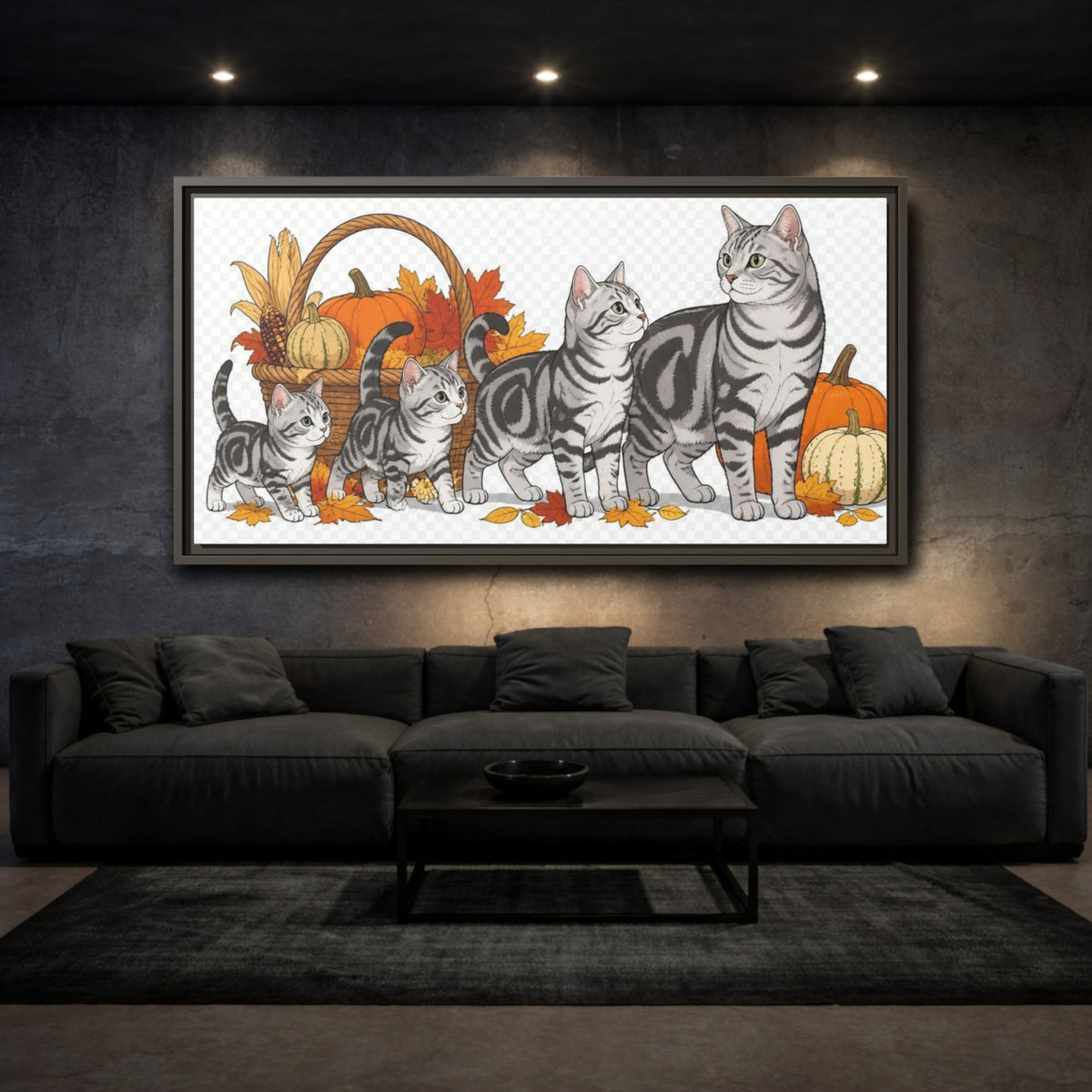 Mockup 3. American Shorthair Pets Quartet shown as framed canvas print