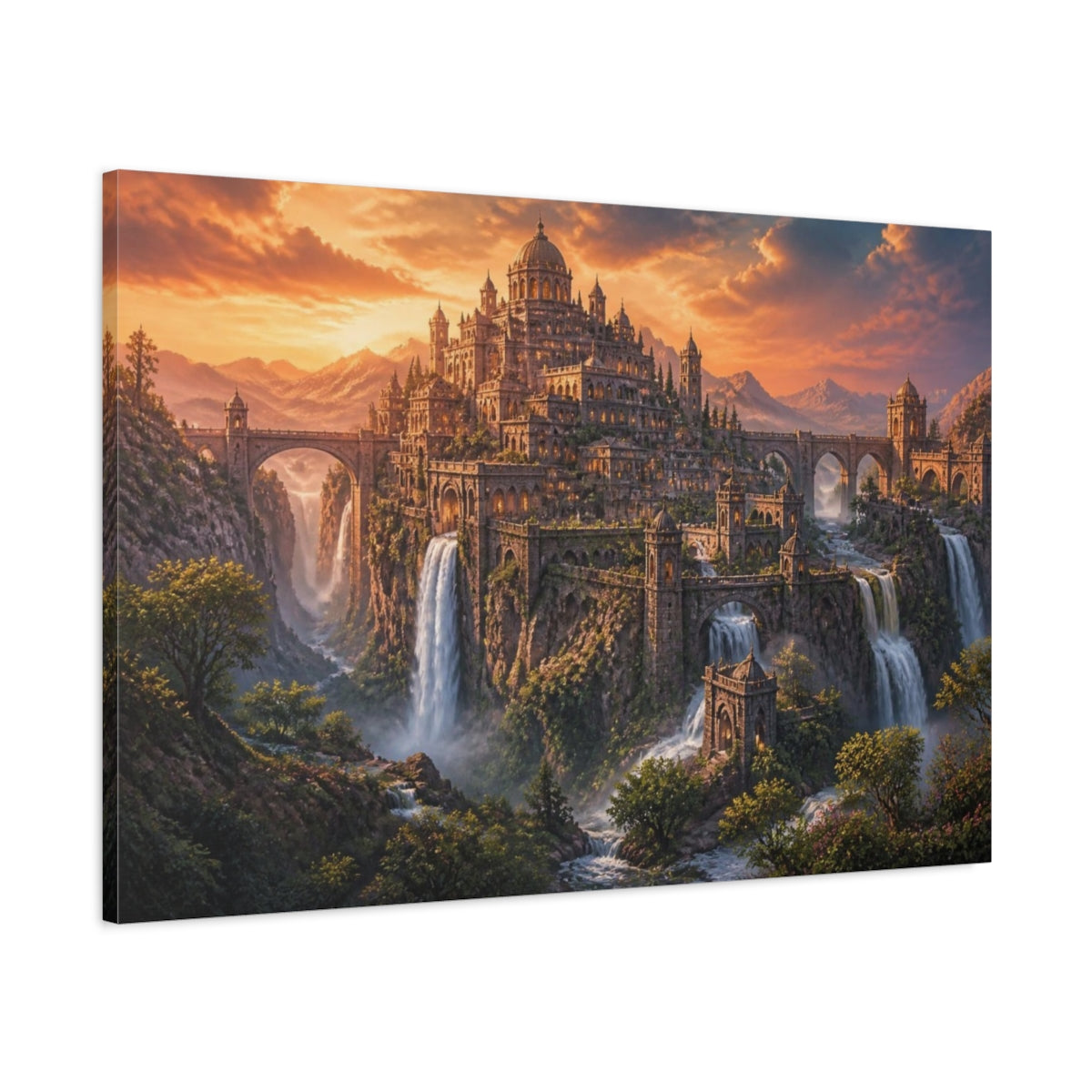 Main Mockup. Ancient City Landscape shown as canvas print
