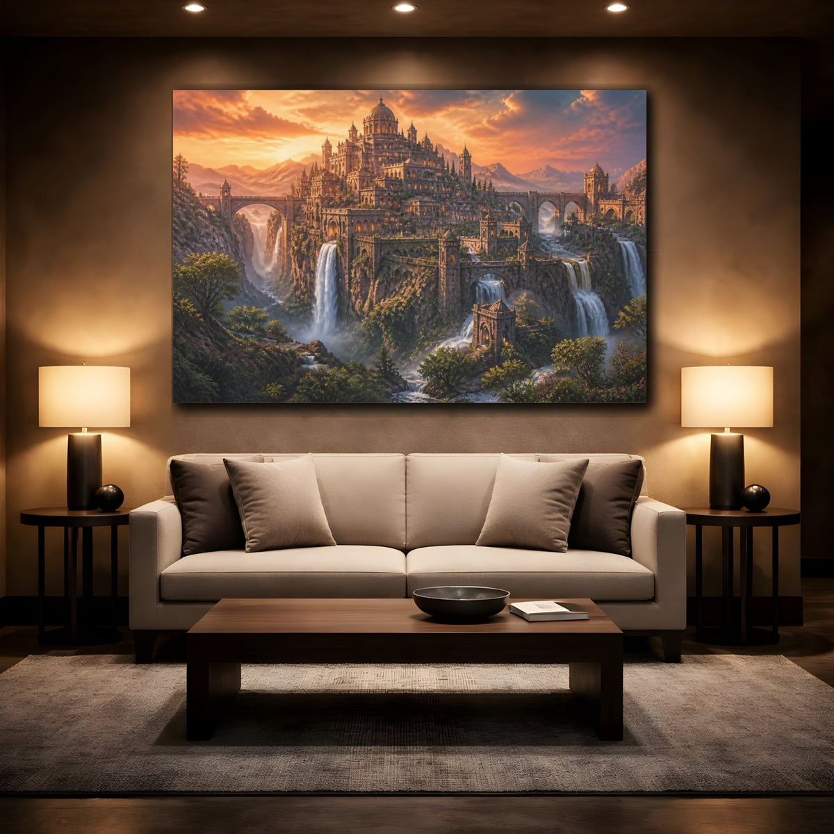 Mockup 2. Ancient City Landscape shown as canvas print