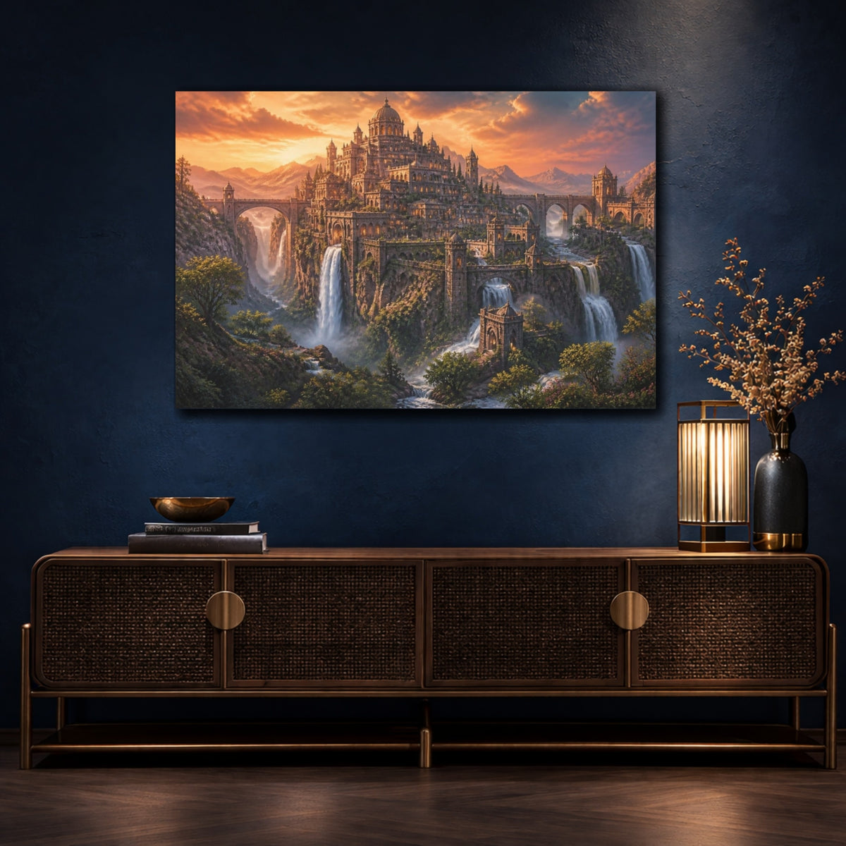 Mockup 4. Ancient City Landscape shown as canvas print