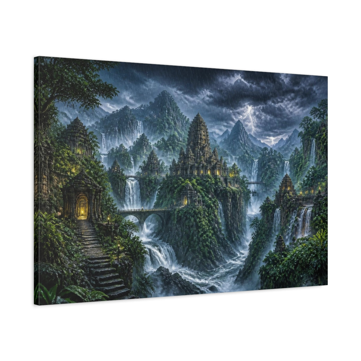 Main Mockup. Ancient Temple Landscape shown as canvas print